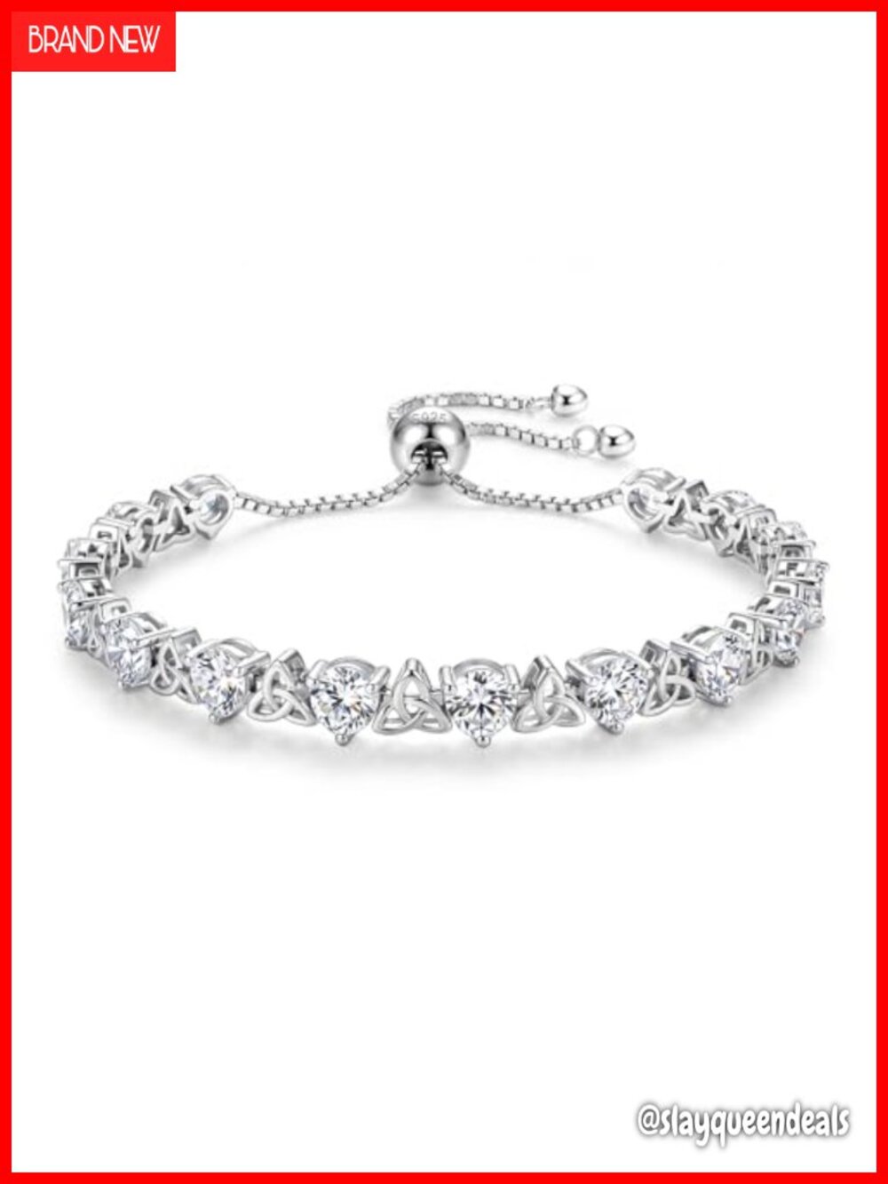 Moissanite Tennis Bracelet 925 Sterling Silver Celtic Knot 8CT Adjustable
